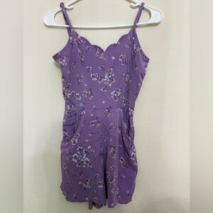 Lavender Floral Scalloped Romper XS
